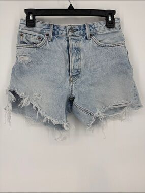 GRLFRND Light Wash Distressed Denim Cutoff Shorts